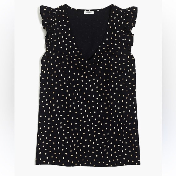 J. Crew Tops - J Crew Black and Gold Ruffle Top